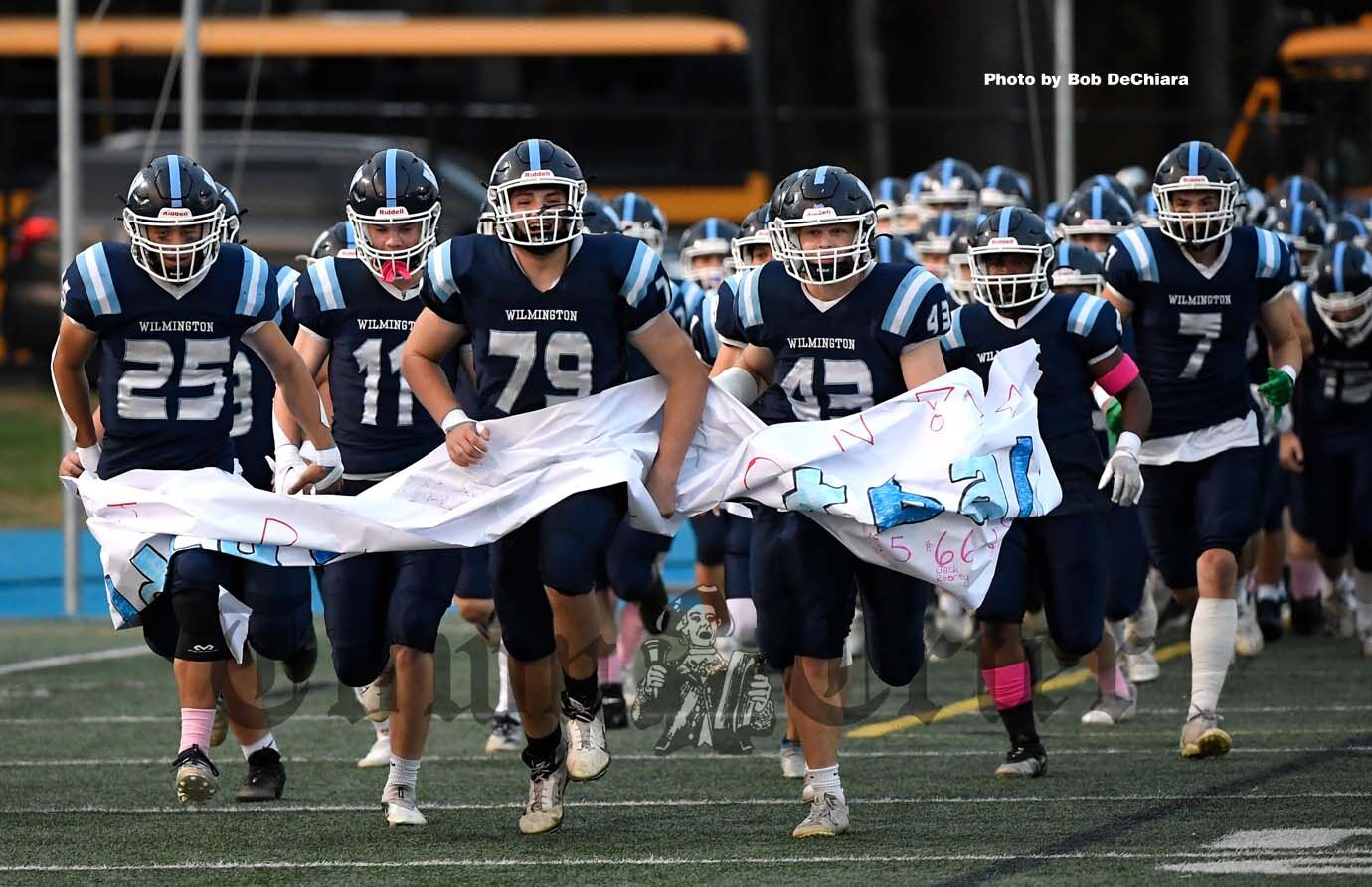 WHS Football captains, Marcello Misuraca (25), Gavin Erickson (11), Jake Chirichiello (79) and John Rhind (43)